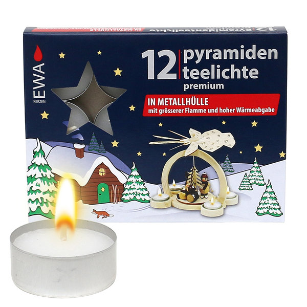 12er Set Weihnachtspyramiden-Teelichter-EWA - deutsche Qualiät