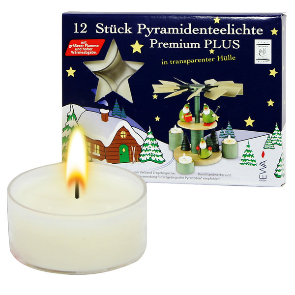 12er Set Weihnachtspyramiden Teelichter Premium Plus - deutsche Qualiät- EWA