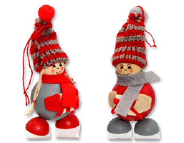 Winter Strickkinder Figuren mit Anhänger Junge/Mädchen