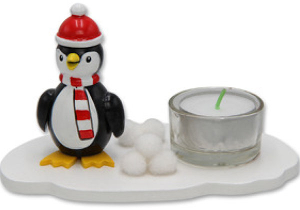 Teelichthalter Pinguin Figur auf Eisscholle