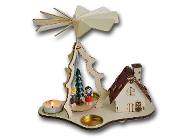 Teelicht Weihnachtspyramide mit Räucherhaus Märchendesgin