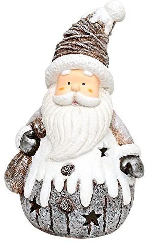 Windlicht Figur Weihnachtsmann 21cm silber