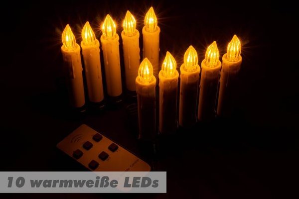 LED Baumbeleuchtung Kabellos 10 Kerzen warmweiß Batterie