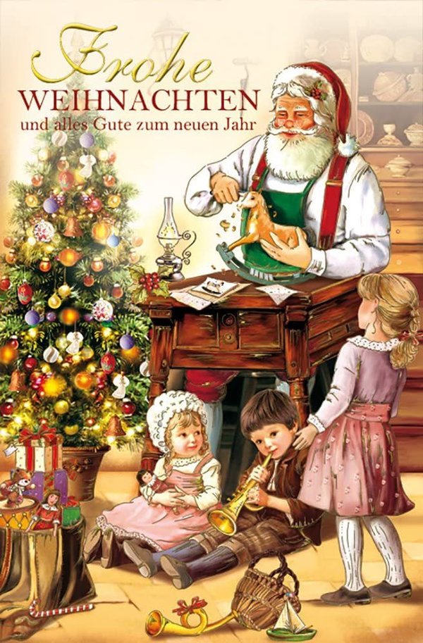 8er Set Weihnachtskarten mit Umschlag - Weihnachtsmann