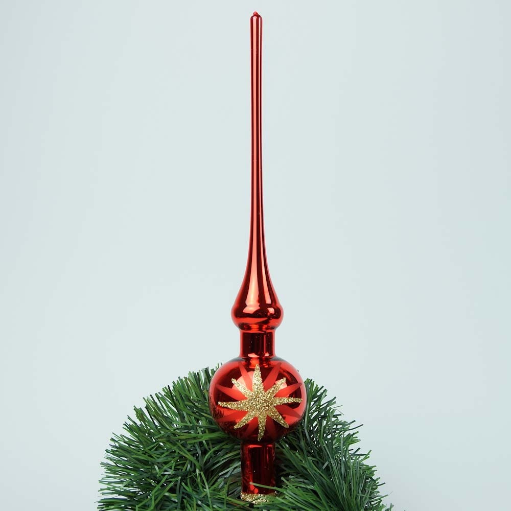 Christbaumspitze Hellgold Dekor 31cm GLAS Weihnachtsbaumspitze Weihnachtskugeln 