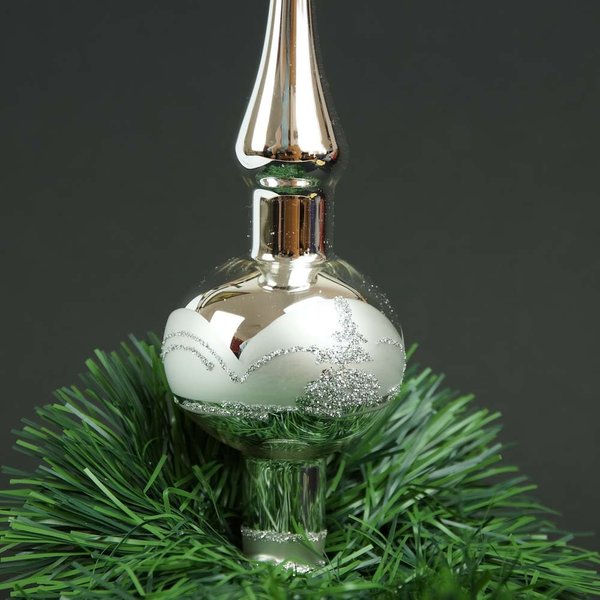 Baumspitze Thueringer Glasschmuck Silber mit Tannenbaum
