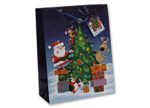 Geschenktüte Weihnachten 18x23cm Medium Santa/ Rentier Geschenktasche