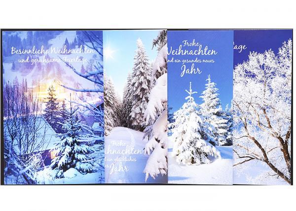 4er Set Weihnachtskarten mit Umschlag - Winterlandschaft