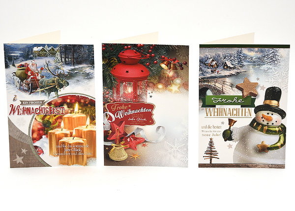 3er Set Weihnachtskarten mit Umschlag - Modern
