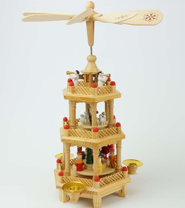 Weihnachtspyramide Holz Figuren bemalt 32cm Krippenszene