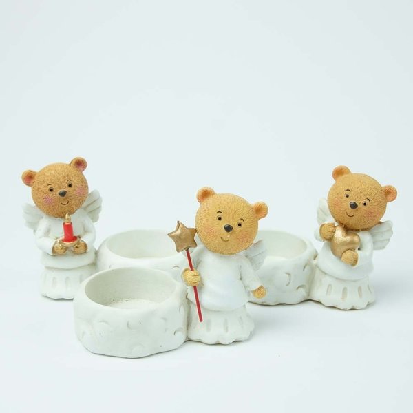 Teelichthalter Teddybär-Schutzengel mit Herz Deko-Figur