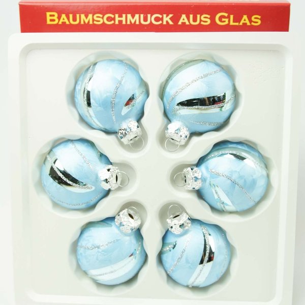 Weihnachtskugeln Thüringen Christbaumschmuck Eis-Blau Eislack Silber Deko