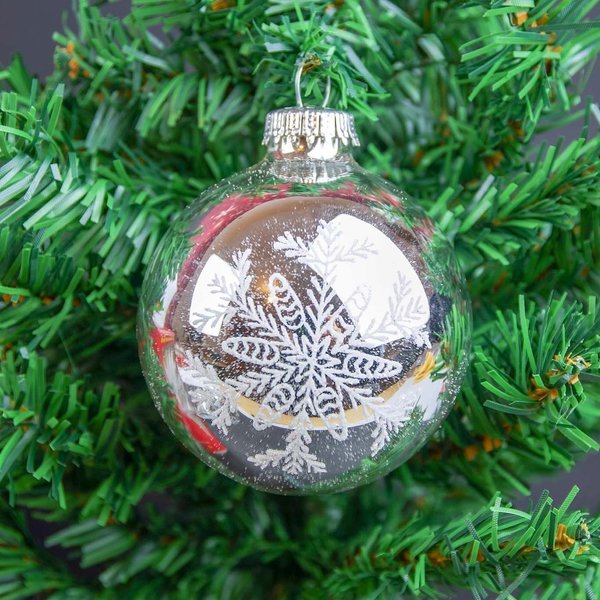 Weihnachtskugeln Thüringen Christbaumschmuck Silber mit Schneeflocke