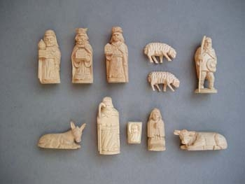 Krippenfiguren 12cm Set 11 teilig Miniaturen Holz geschnitzt
