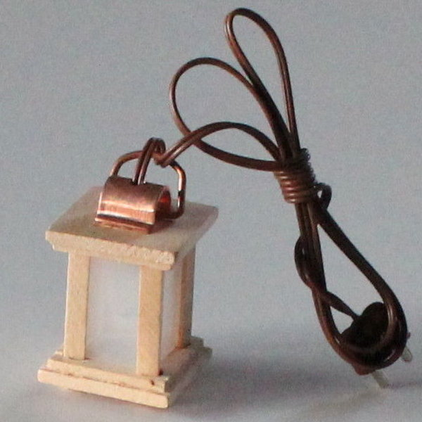 Laterne-Lampe aus Holz mit Beleuchtung, Klar, Klein, Krippenbeleuchtung Puppenstube
