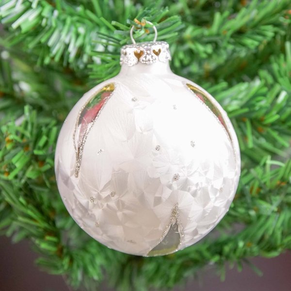 Weihnachtskugeln Thüringen Christbaumschmuck Eis-Weiß Eislack Silber Deko