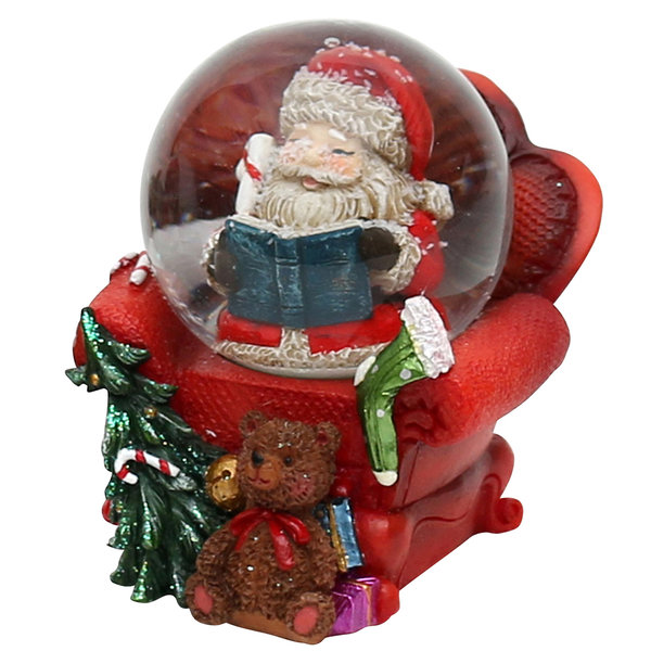 Schneekugel Weihnachtsmann  im Sessel Ø 4,5cm 2 Farben