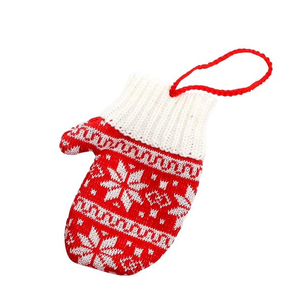 4 x Weihnachts-Strick-Handschuh zum Befüllen Baumanhänger
