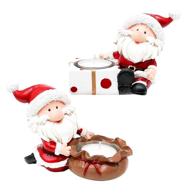 Weihnachtsmann Kerzenhalter 14cm Teelicht