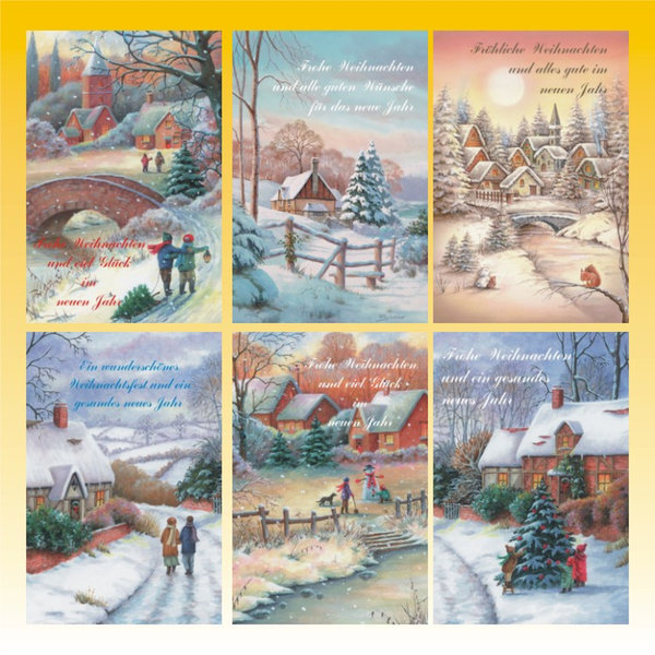 6 x Nostalgie Weihnachtskarten mit Briefumschlag