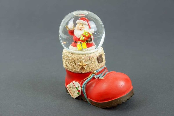 Schneekugel Stiefel mit Weihnachtsmann Ø 4,5cm 2 Motive