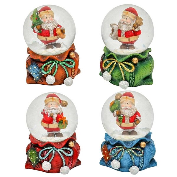 Schneekugel Ø 4,5cm Geschenkesack mit Weihnachtsmann 4 Farben Wählbar