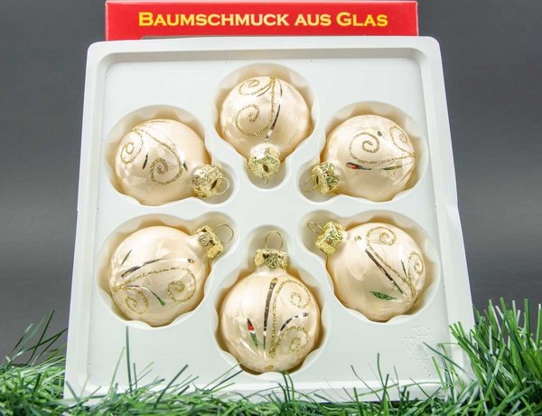 Weihnachtskugeln Eis-Champagner Eislack Silber-Gold Deko Thüringen