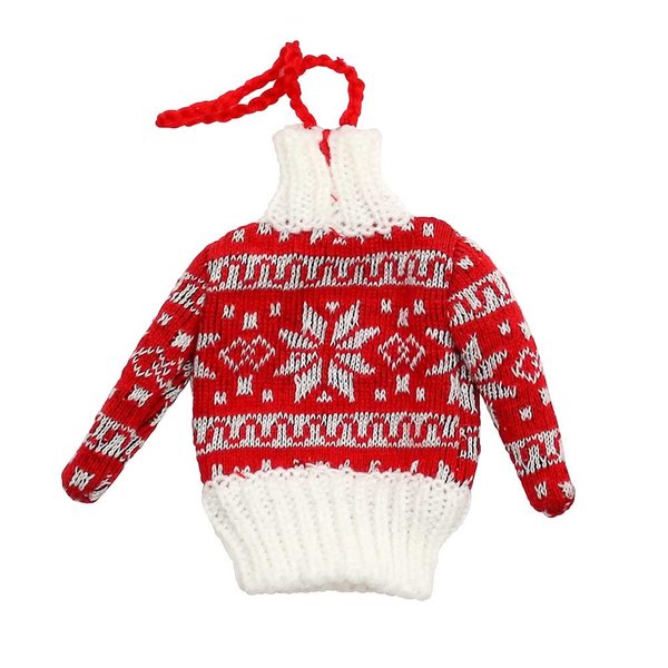 24 x Adventskalender Weihnachts-Strick-Pullover rot-weiß gestrickt
