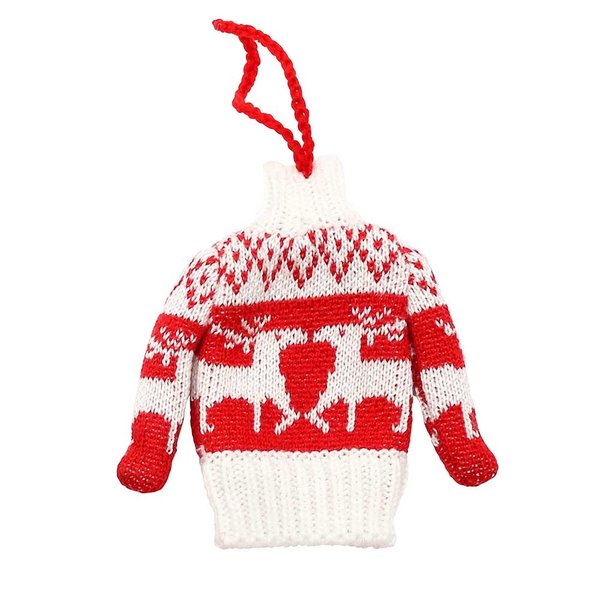 24 x Adventskalender Weihnachts-Strick-Pullover rot-weiß gestrickt