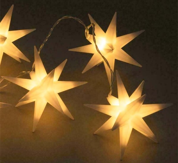 LED Weihnachtssterne Lichterkette 3D Sternenkette 10 Sterne für bodentiefe Fenster