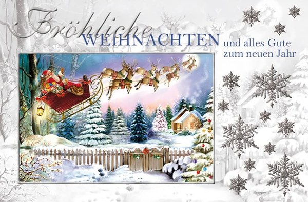 100er Set Weihnachtskarten mit Umschlag - Weihnachtsmann 8 Motive