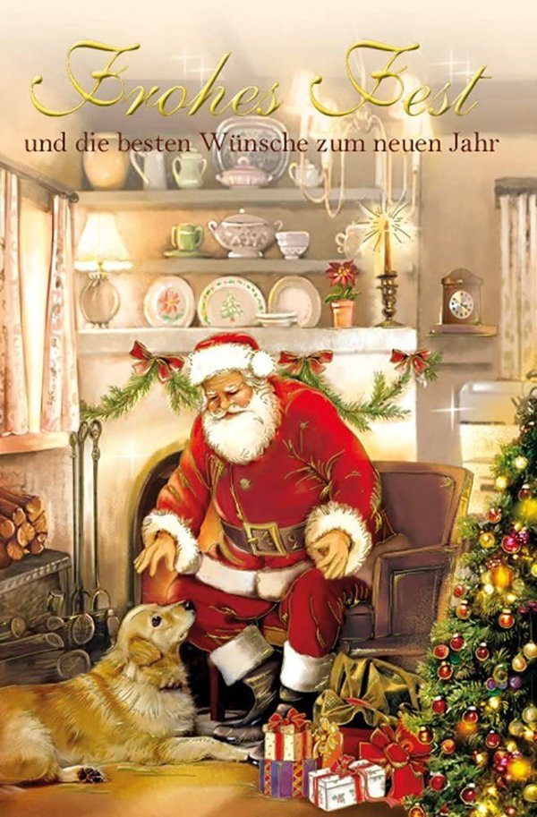 100er Set Weihnachtskarten mit Umschlag - Weihnachtsmann 8 Motive