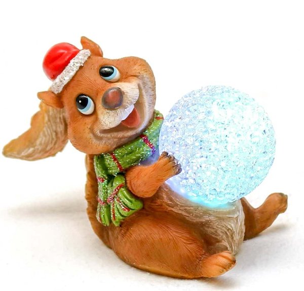 Eichhörnchen Figur mit LED Farbwechsel Ball inkl. Batterie