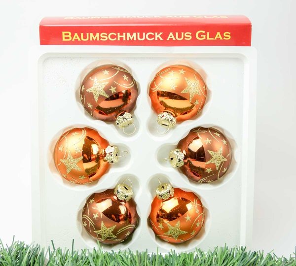 Glas Thüringen Christbaumschmuck Orange-Palisander Stern Deko Gold