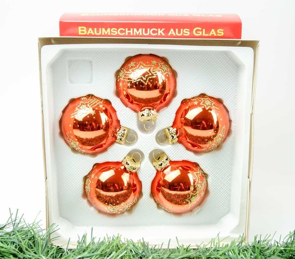 Christbaumschmuck Thüringen Glas Orange-Rot Gold Deko Sterne