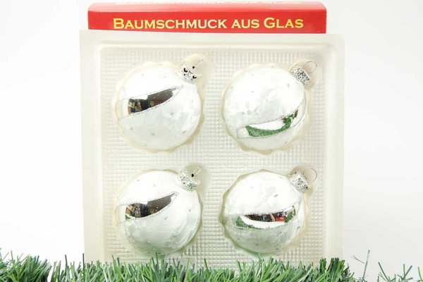 Glaskugeln Thüringen Christbaumschmuck Eis-Weiß Eislack Silber Dekor