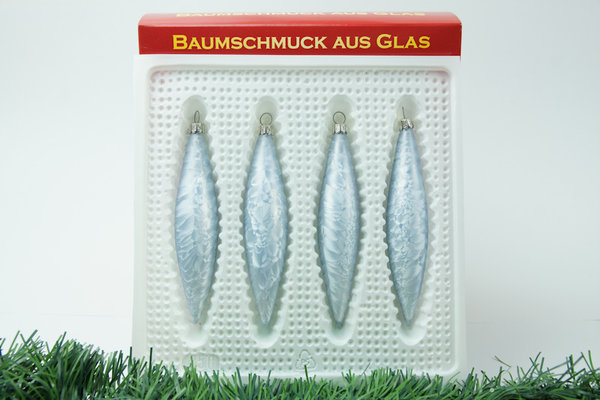 Weihnachtszapfen Eis-Silber-Grau Glas Zapfen Christbaumschmuck