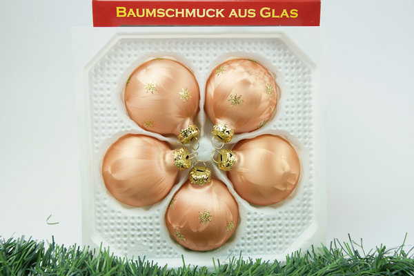 Weihnachtskugeln Eislack-Lachs Eis Thüringer Glas Christbaumschmuck