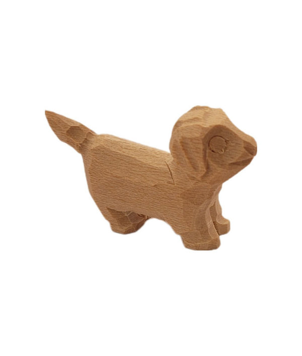 Hund Dackel 2,8 cm Holz Tier geschnitzt Miniatur