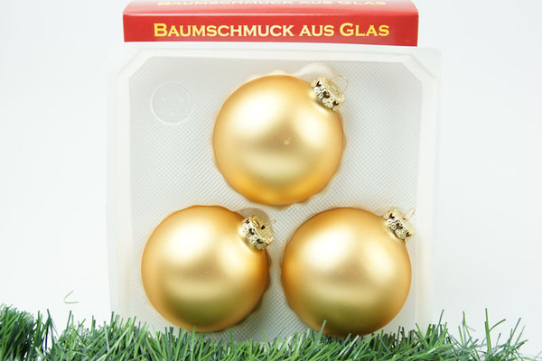 Christbaumschmuck Weihnachtskugeln 8cm Gold Matt