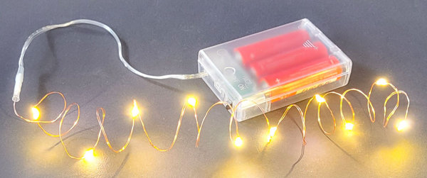 10 Mini LED Lichterdraht Lichterkette Batteriefach Zeitschaltuhr